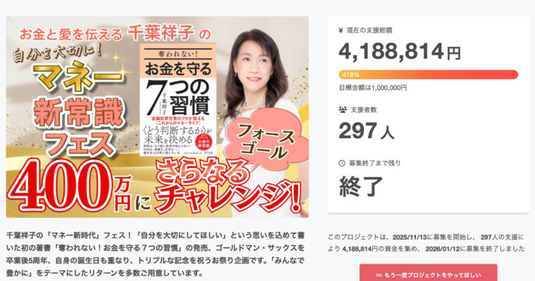 【感謝です】千葉祥子の３つのお祭りクラウドファンディングは、ミラクルな数字で終了しました❣️